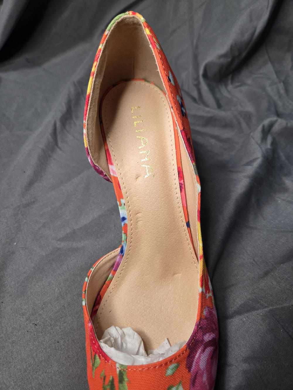 Liliana Orange Floral Pointed-Toe Pumps - Picture 6 of 6